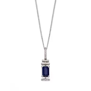 Image of Sapphire White Gold Baguette Diamond Deco Pendant GP2184L
