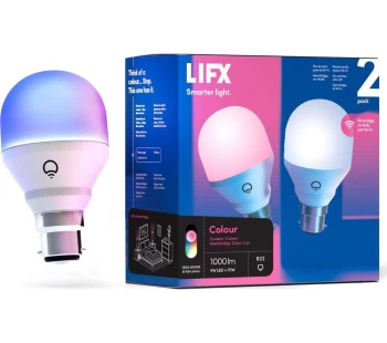 Image of LIFX Colour Smart LED Light Bulb - B22, Pack of 2