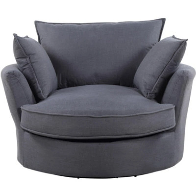 Image of Irwin Woven Textured Fabric Ash Grey Coloured Swivel Based Cuddle Chair