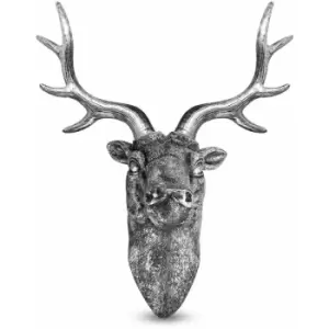 Image of Stag Deer Head Wall Sculpture Silver M&W - Silver