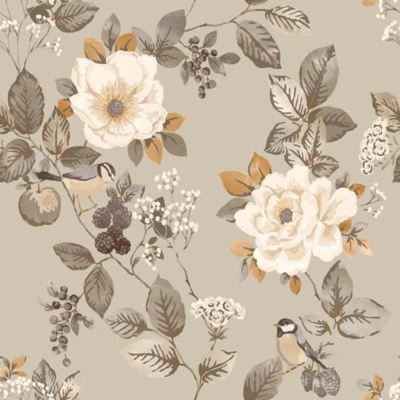 Image of Belgravia Decor Bramble Beige Floral Wallpaper Beige