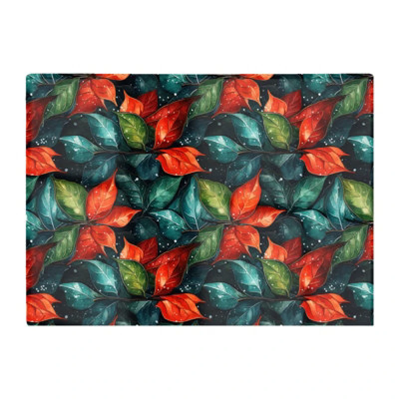 Image of Warren Reed Designer Christmas Watercolour Holly Leaf Glass Chopping Board