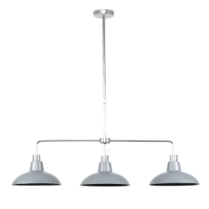 Image of Huckleberry Chrome 3 Way Over Table Light with Silver Shades