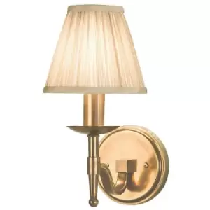 Image of Avery Luxury Single Arm Wall Light Traditional Antique Brass & Beige Pleat Shade