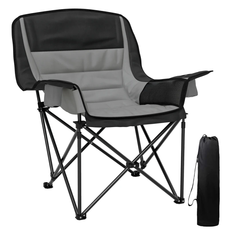 Image of Outsunny Outsunny Camping Chair for Adults, Padded Folding Chair - Grey