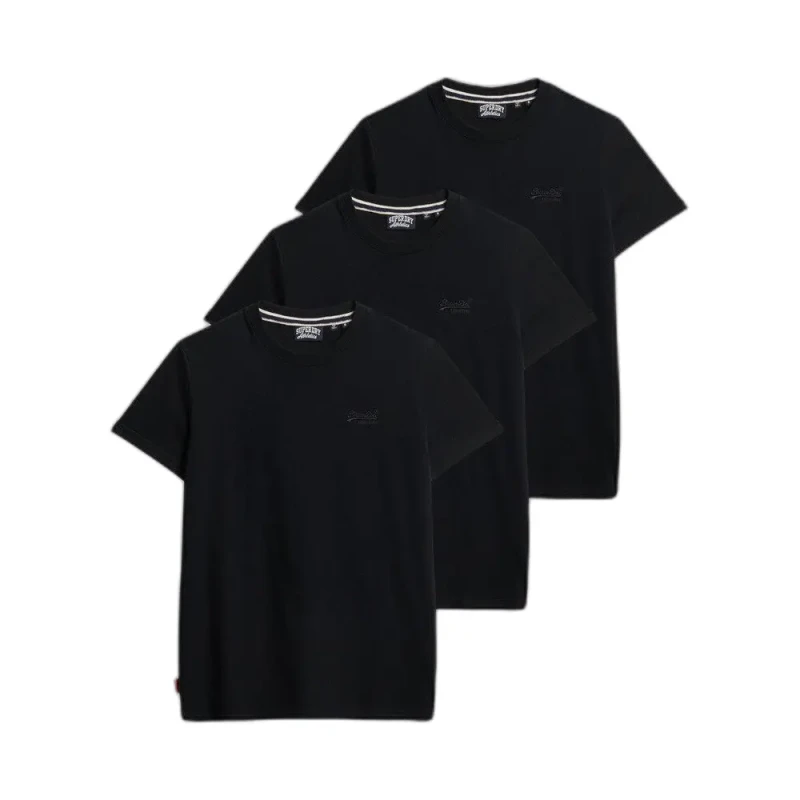Image of Superdry Embroidered T-Shirt Superdry Essential Logo (x3) Noir Male L