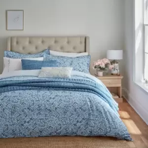 Image of Katie Piper Cotton Still Foliage Blue Bedding Set -Kingsize