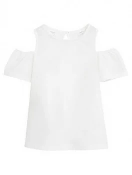Image of Mango Girls Cut Out Shoulder Top - White