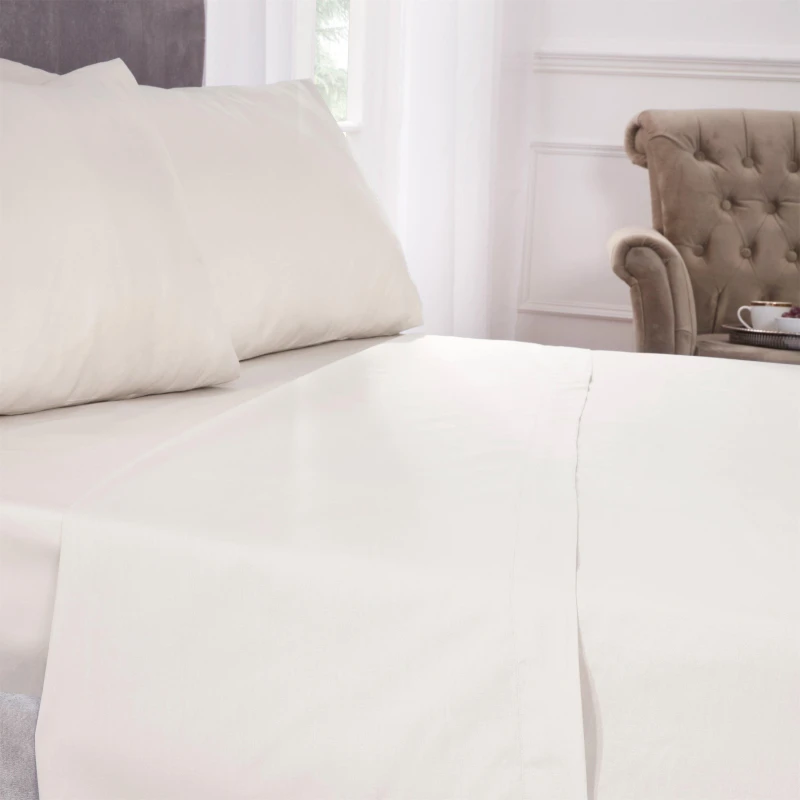 Image of Emma Barclay Flat Sheet 200 Thread Count Egyptian Cotton Cream unisex Super King