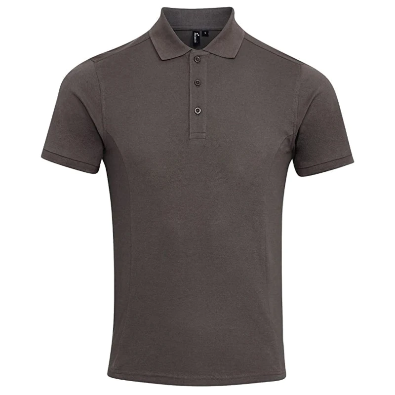 Image of Premier Premier Men Coolchecker Plus Piqu Polo Shirt in Dark Grey Size: Small Dark Grey S Male 5063527592200