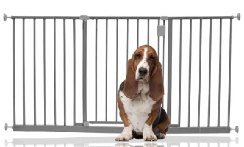 Image of Bettacare Extra Wide Hallway Dog Gate, 140Cm - 146Cm, Grey, Pressure Fit Pet Gate, Puppy Safety Barrier