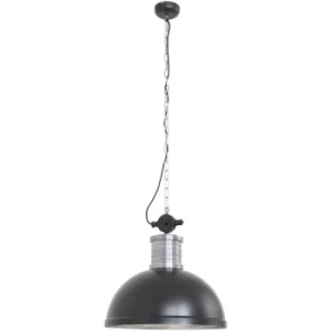 Image of Sienna Brooklyn Dome Pendant Ceiling Lights Black Matt, Steel Polished, Metal