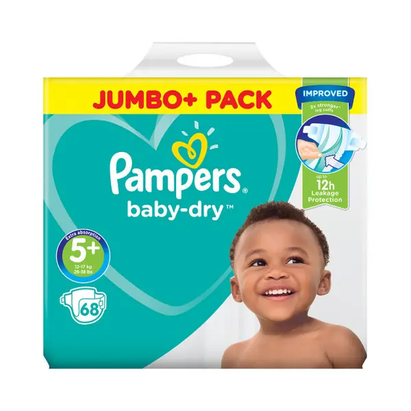 Image of Pampers Baby Dry Size 5 Jumbo Plus Pack 68 Nappies