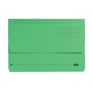 Image of Elba Strongline Foolscap Bright Manilla Document Wallet Half Flap Heavyweight 320gsm 32mm Green Pack of 25