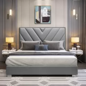 Image of Envisage Trade - Deana Upholstered Beds - Plush Velvet, King Size Frame, Grey - Grey