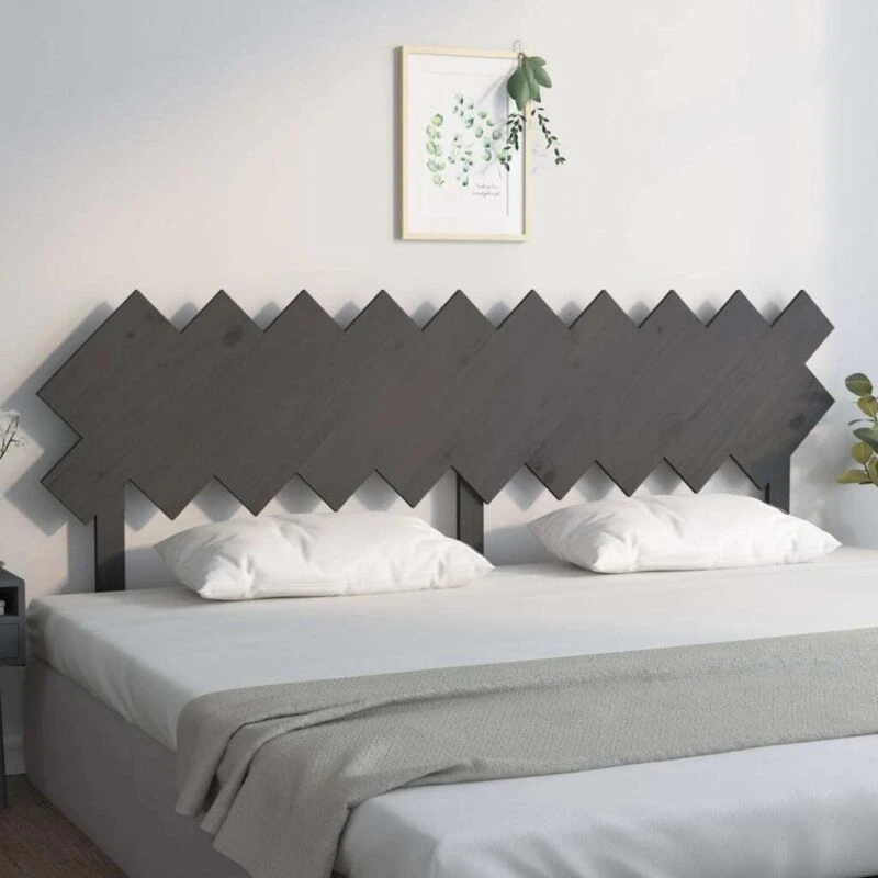 Image of Vidaxl Bed Headboard Grey 196X3X80.5cm Solid Wood Pine, Grey 819242