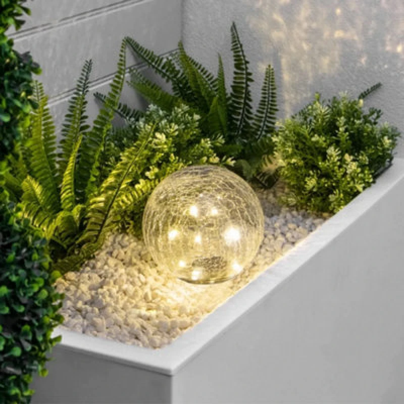 Image of Gardenwize Solar Crackle Ball Light - 15Cm Diameter