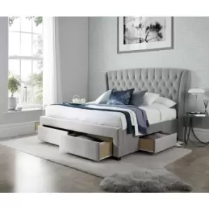 Image of Bedmaster - Newton Grey Velvet 4 Drawer Storage Bed King Size