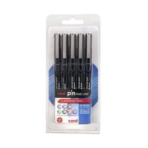 Image of Uni-Ball PIN Ultra Fineliner Pens Assorted-Tips Black Pack of 5