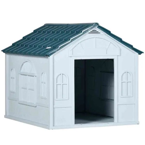 Image of PawHut Weather-Resistant Dog House for Medium Dogs - Blue