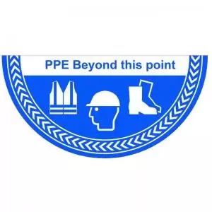 Image of PPE Beyond This Point Floor Graphic adheres to most smooth clean flat