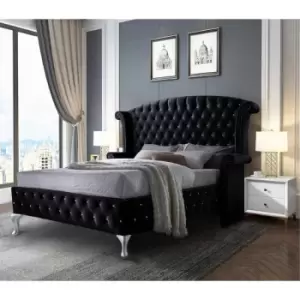 Image of President Upholstered Beds - Plush Velvet, Super King Size Frame, Black - Black