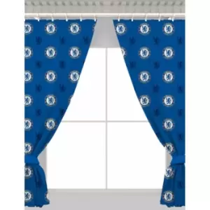 Image of Chelsea FC Official Repeat Football Crest Curtains (Single) (Blue) - Blue