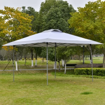 Image of Outsunny 4 x 4m Pop-up Canopy Gazebo Tent with Roller Bag & Adjustable Legs Outdoor Party, Steel Frame, White