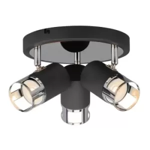 Image of Luminosa Phelps 3 Light Round SpotFitting GU10, Graphite, Polished Chrome