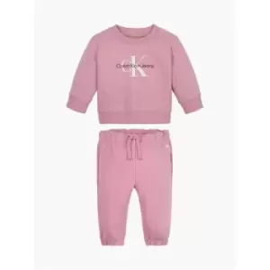 Image of Calvin Klein Jeans Monogram Cn Sweatshirt Set - Purple
