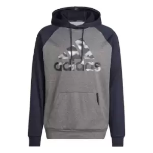 Image of adidas AEROREADY Game and Go Camo Logo Hoodie Mens - Dgh Solid Grey / Legend Ink