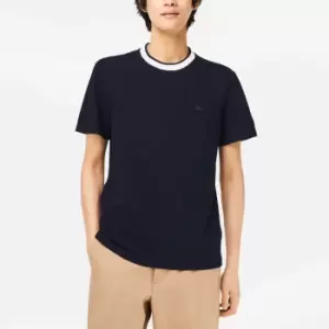 Image of Lacoste Contrast Collar Cotton-Blend T-Shirt - 3/S