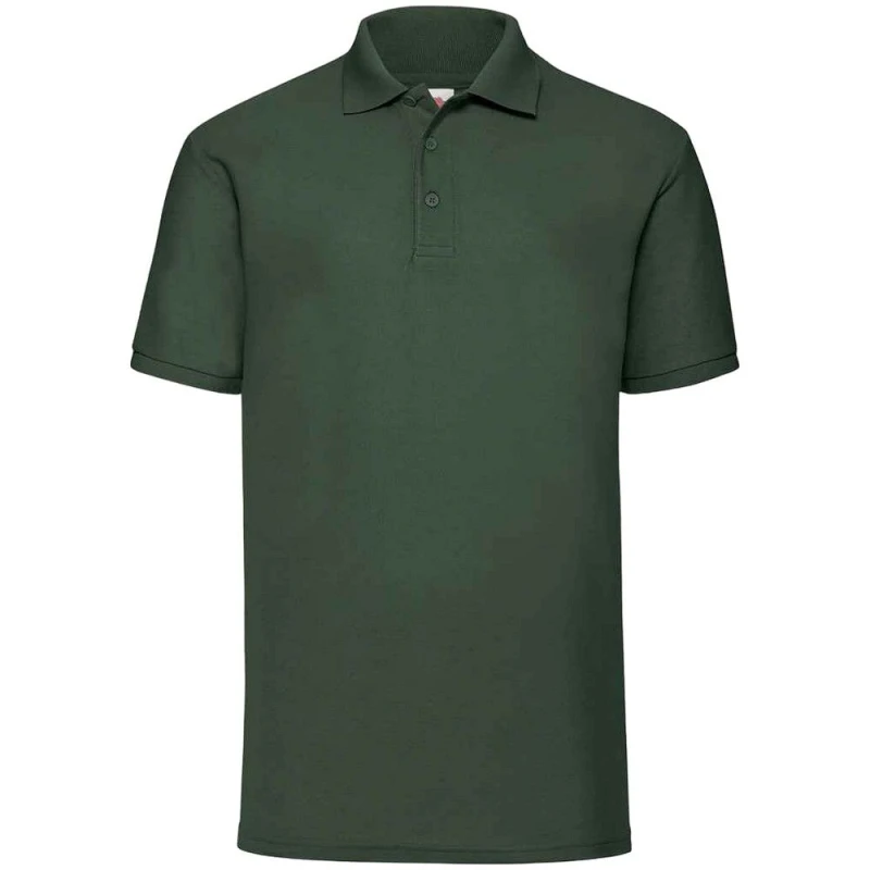 Image of Fruit Of The Loom Fruit of the Loom Men 65 35 Polo Shirt in Bottle Green Size: Small Bottle Green S Male 5063470628148