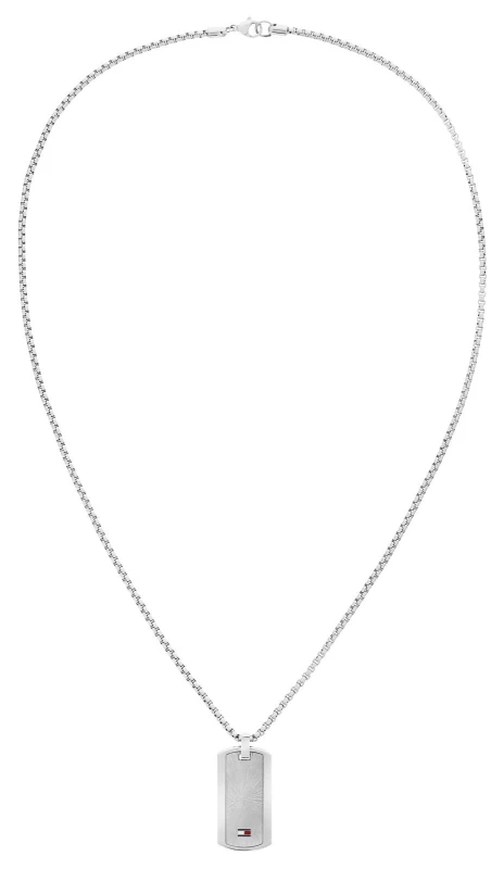 Image of Tommy Hilfiger Mens Pendant Necklace - Silver One Size Male