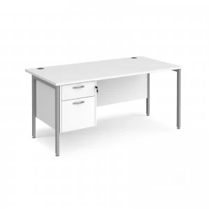 Image of Maestro 25 SL Straight Desk With 2 Drawer Pedestal 1600mm - Silver H f