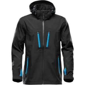 Image of Stormtech Mens Patrol Hooded Soft Shell Jacket (M) (Black/Electric Blue)