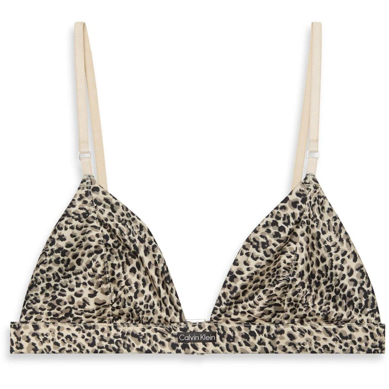 Image of Calvin Klein Womens Leopard Triangle Fold Non-Wired Bralette Leopard female 10 (S)