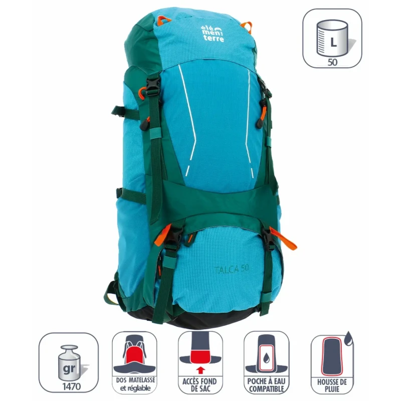 Image of Elementerre talca 50 l backpack Turquoise Unisex 50 L