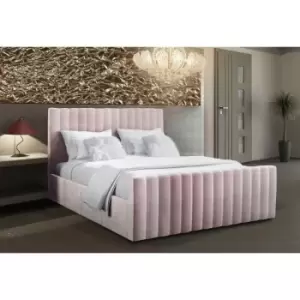Image of Keesa Contemporary Bed Frame - Plush Velvet, Single Size Frame, Pink - Pink