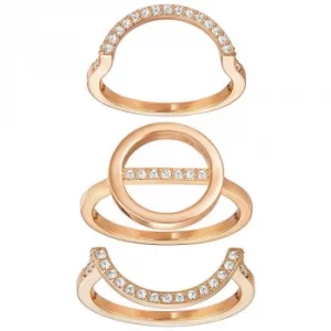 Image of Swarovski Flash Rose Gold Tone 3 Part Ring Set
