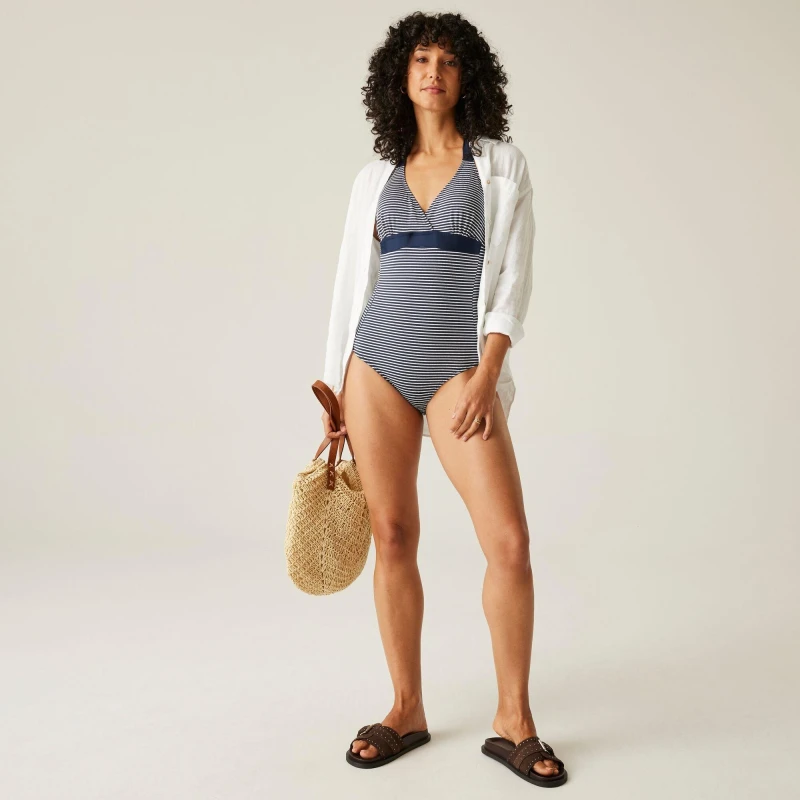 Image of Regatta Womens Flavia II One Piece Swimsuit Navy/White Seer female 20