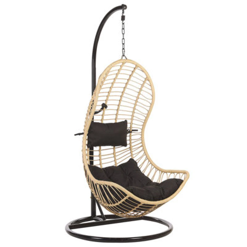Image of Beliani Hanging Chair With Stand Pineto Pe Rattan Natural