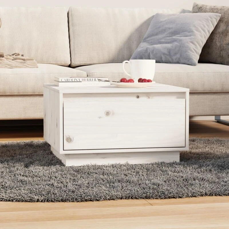Image of VIDAXL Coffee Table White 55x56x32cm Solid Wood Pine Vidaxl 8720286842324