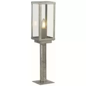 Image of Searchlight Box ii 500mm Outdoor Post, Silver & Clear Glass, IP44