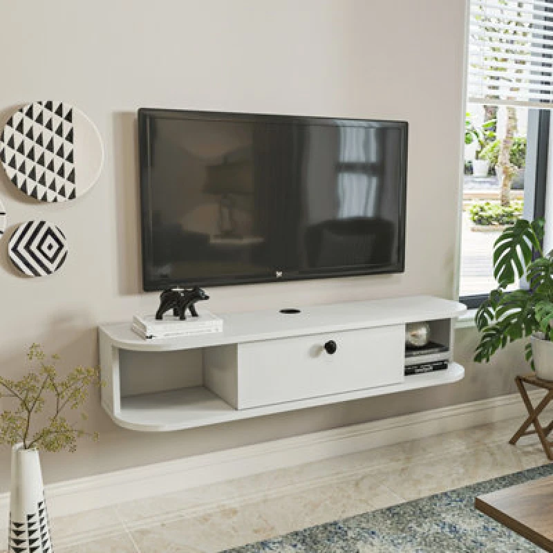 Image of Decorotika Ibarra Floating Wall Mounted TV Cabinet TV Stand TV Unit White