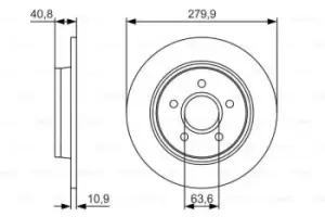 Image of Bosch 0986479S49 Rear Axle Solid Brake Disc Set Replaces 1223568