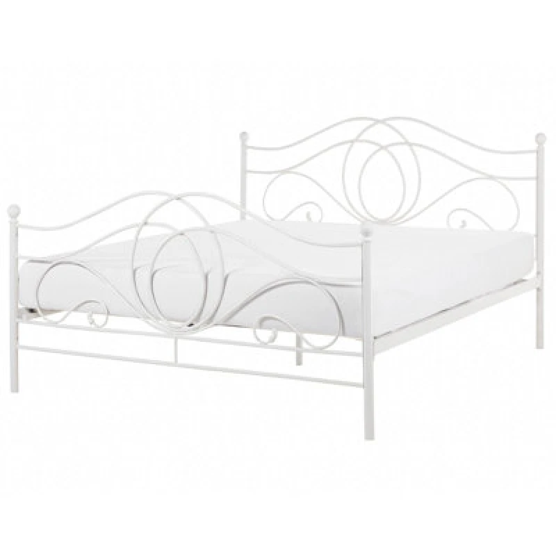 Image of Beliani Bed Metal Lyra 140 X 200 Cm (Eu Double) White