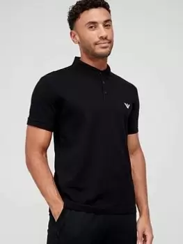 Image of Emporio Armani Swim Polo Shirt - Black, Size L, Men