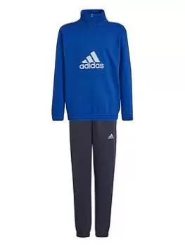 Image of adidas Junior Boys Badge Of Sport Fleece Half Zip Tricot Tracksuit - Bright Blue, Bright Blue, Size 9-10 Years