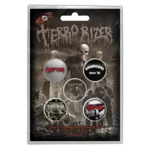 Image of Terrorizer - Caustic Attack Button Badge Pack